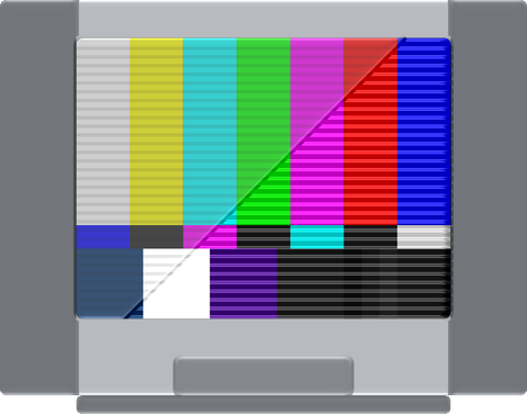 Match Cut: a television showing colour bars